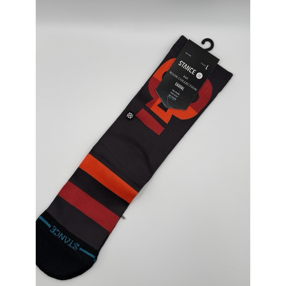 Stance Kids Wade NBA Collection Casual Crew Socks Black Red Orange Youth Large